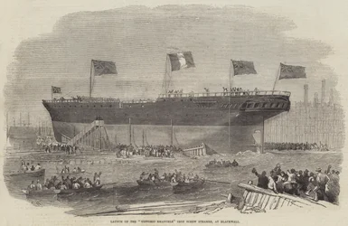 Stapellauf des Vittorio Emanuele Eisenschraubendampfers in Blackwall